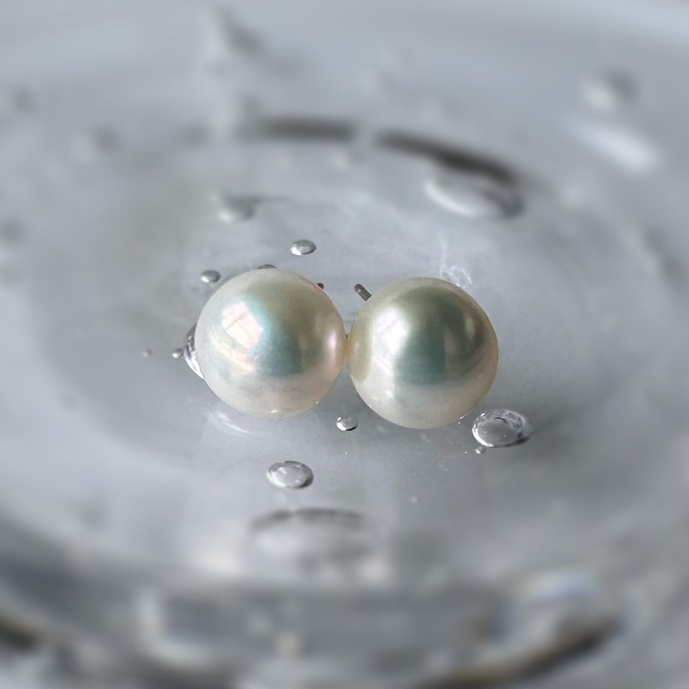 Freshwater pearl button 10mm nudeピアス イヤリング - hikari pearl.