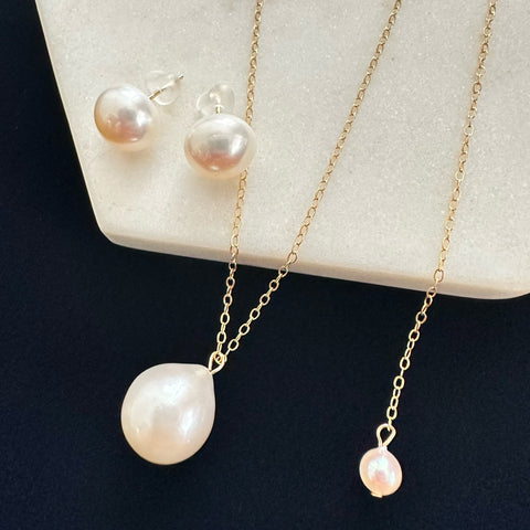 tear drop long necklace and earrings set