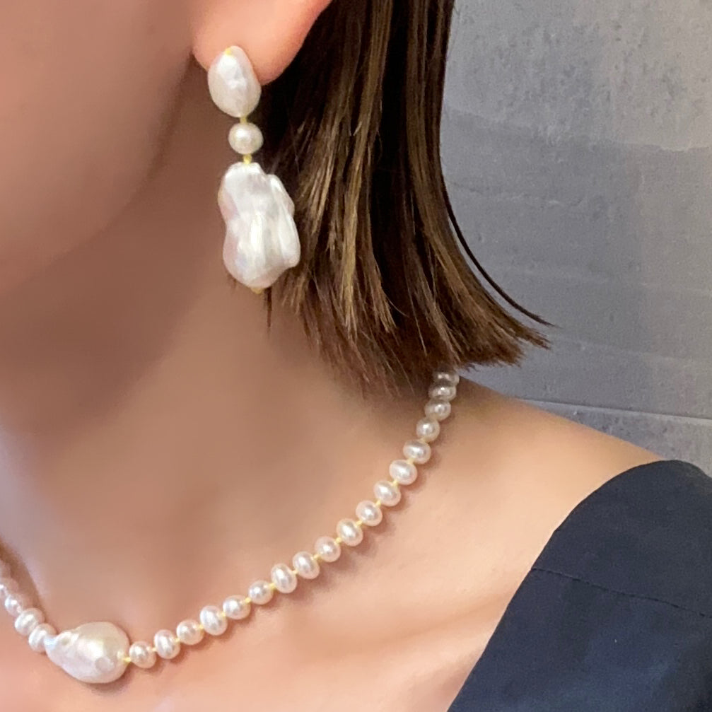 color baroque  pearl ピアス　イヤリング - hikari pearl.