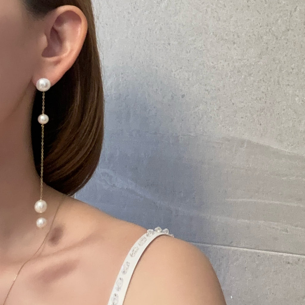 No.17 asymmetry wedding long ピアス　イヤリング - hikari pearl.