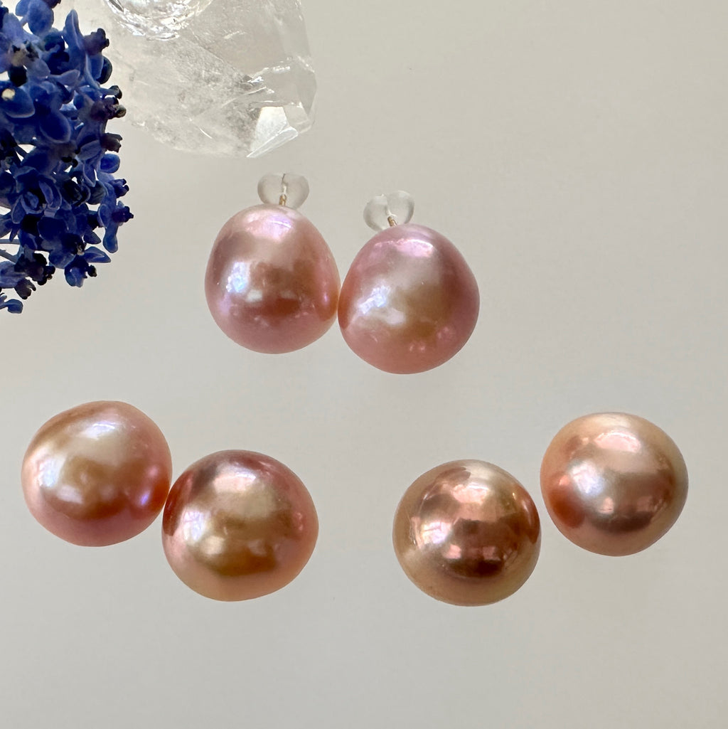 一点もの　natural color pink purple orange 14mmUP ピアス　イヤリング