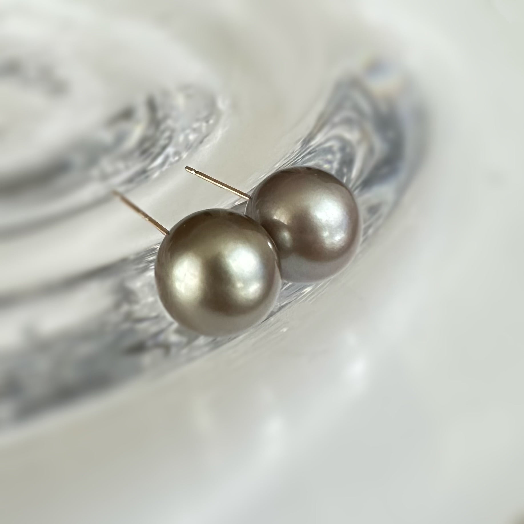 タヒチパール 2wayロングピアス／イヤリング｜カーキシルバー