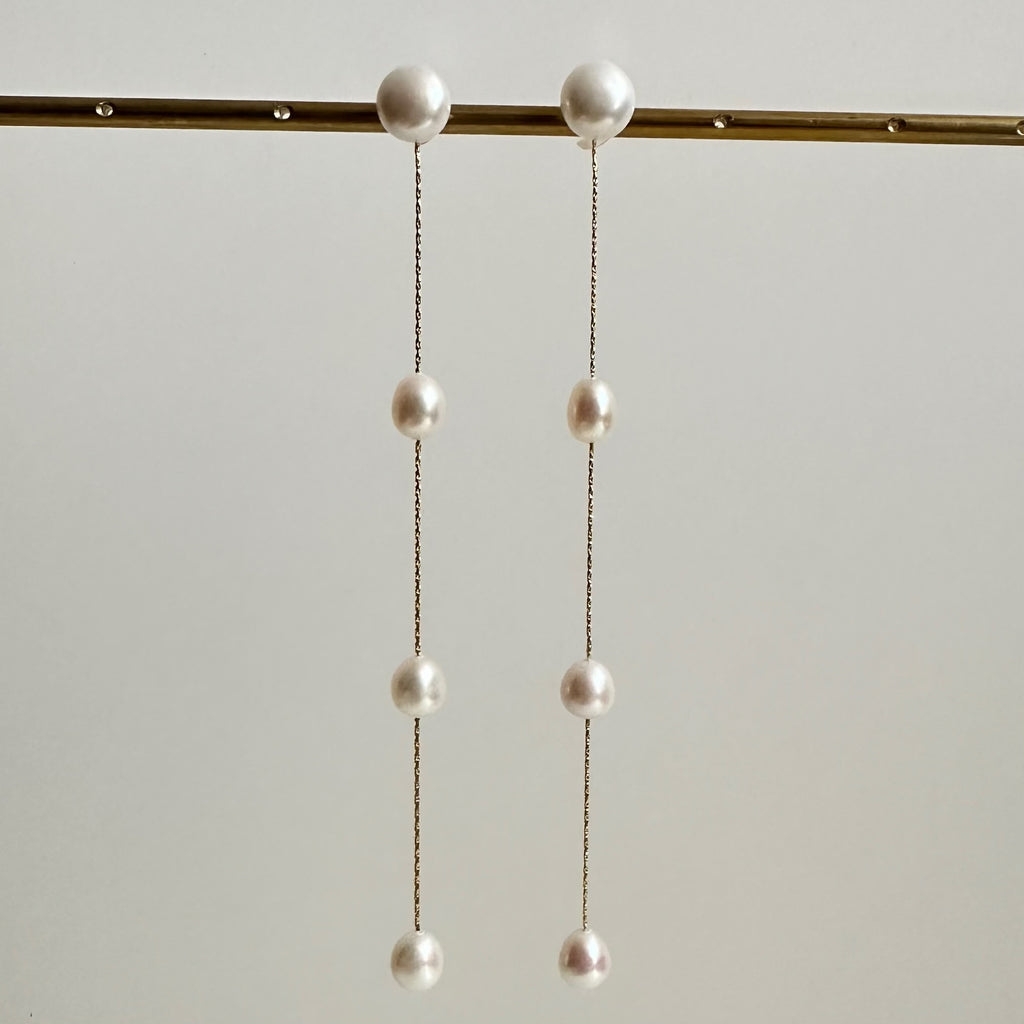 No.9 egg  pearl  station long weddingピアス　イヤリング - hikari pearl.