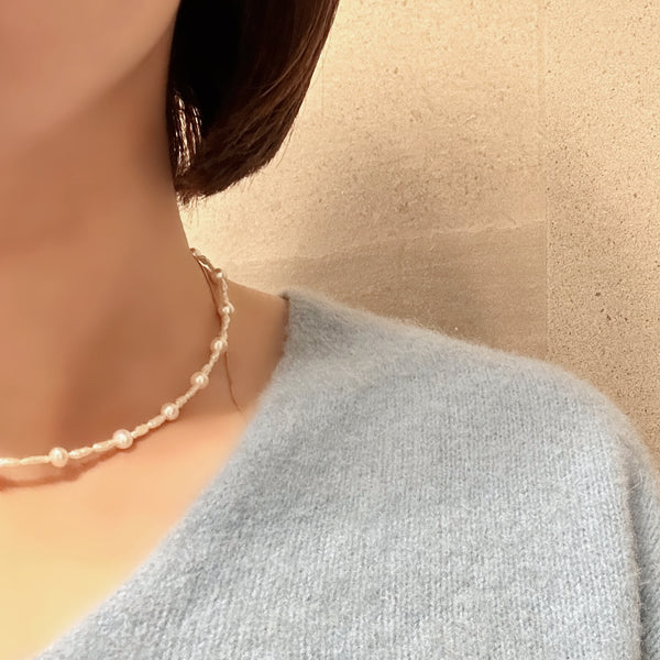 5mm pearl station necklace