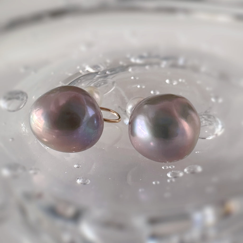 "Pearl Plump Gray パール プランプ グレー" ピアス　イヤリング
