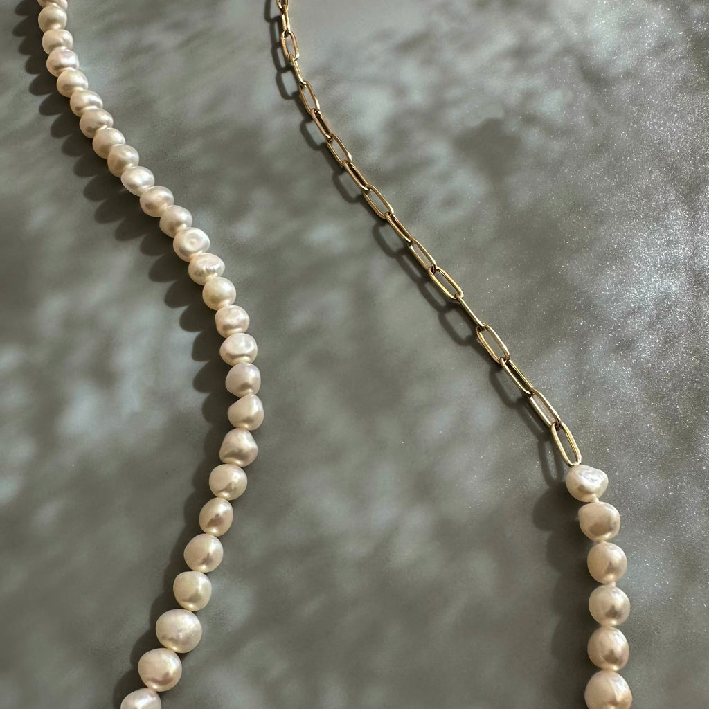 "bellbind ベルバインド"  ペーパークリップチェーン　パール　ロングネックレス　（長さオーダー可） - hikari pearl.