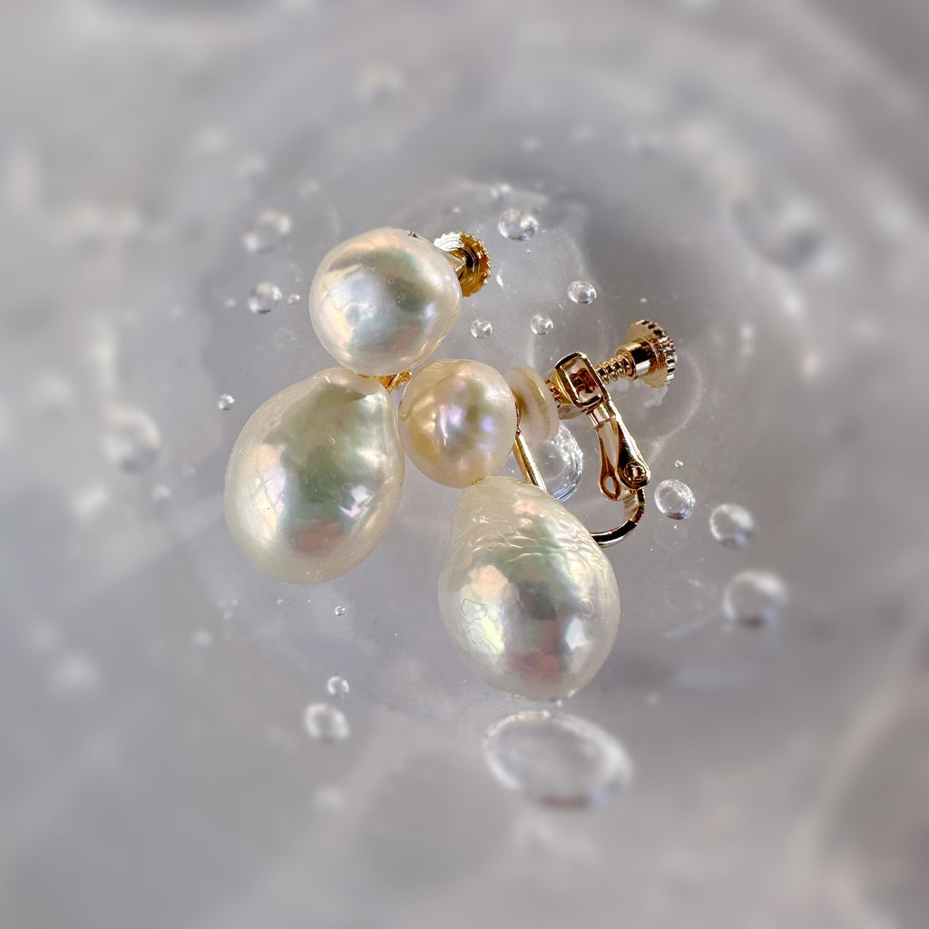 multicolor  twin  pearl ピアス　イヤリング - hikari pearl.