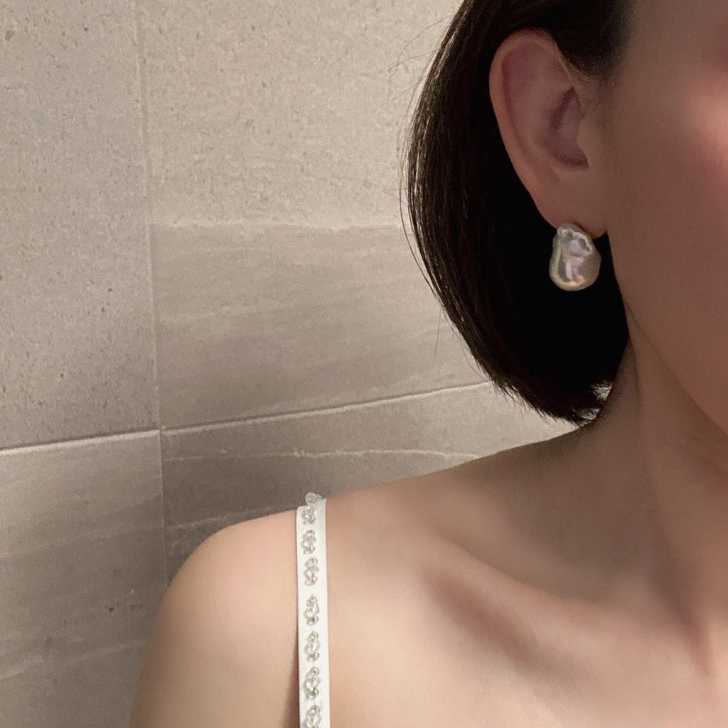 oyster baroque  crystal nudeピアス　イヤリング - hikari pearl.