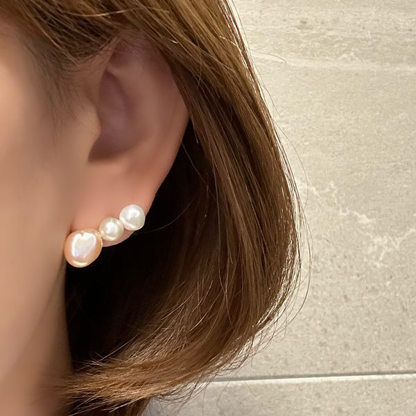 nuance  pearl 3 line  ピアス　イヤリング　pink