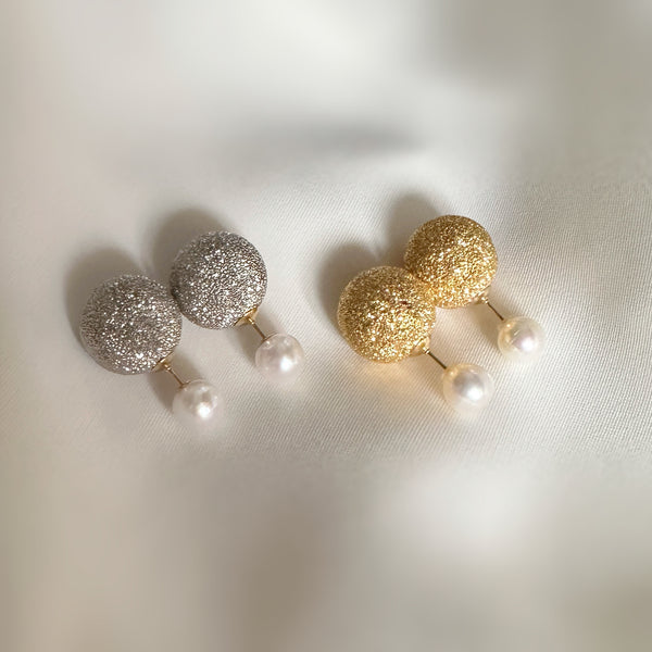 silver ball pearl catch ピアス　gold silver