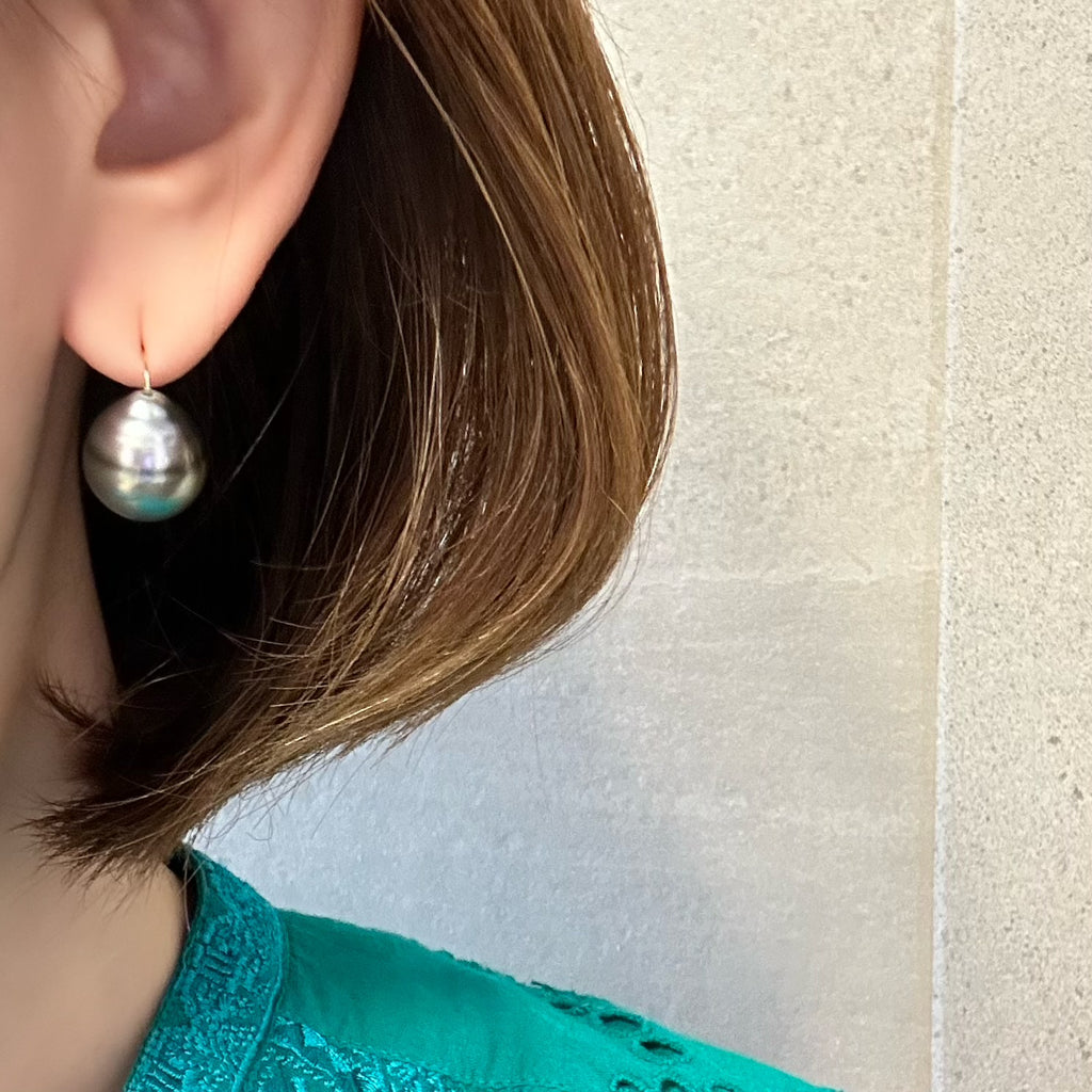 一点もの　k18 tahiti pearl  ピアス - hikari pearl.