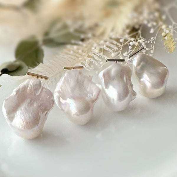 baroque  pearl baguette oyster wedding ピアス　イヤリング