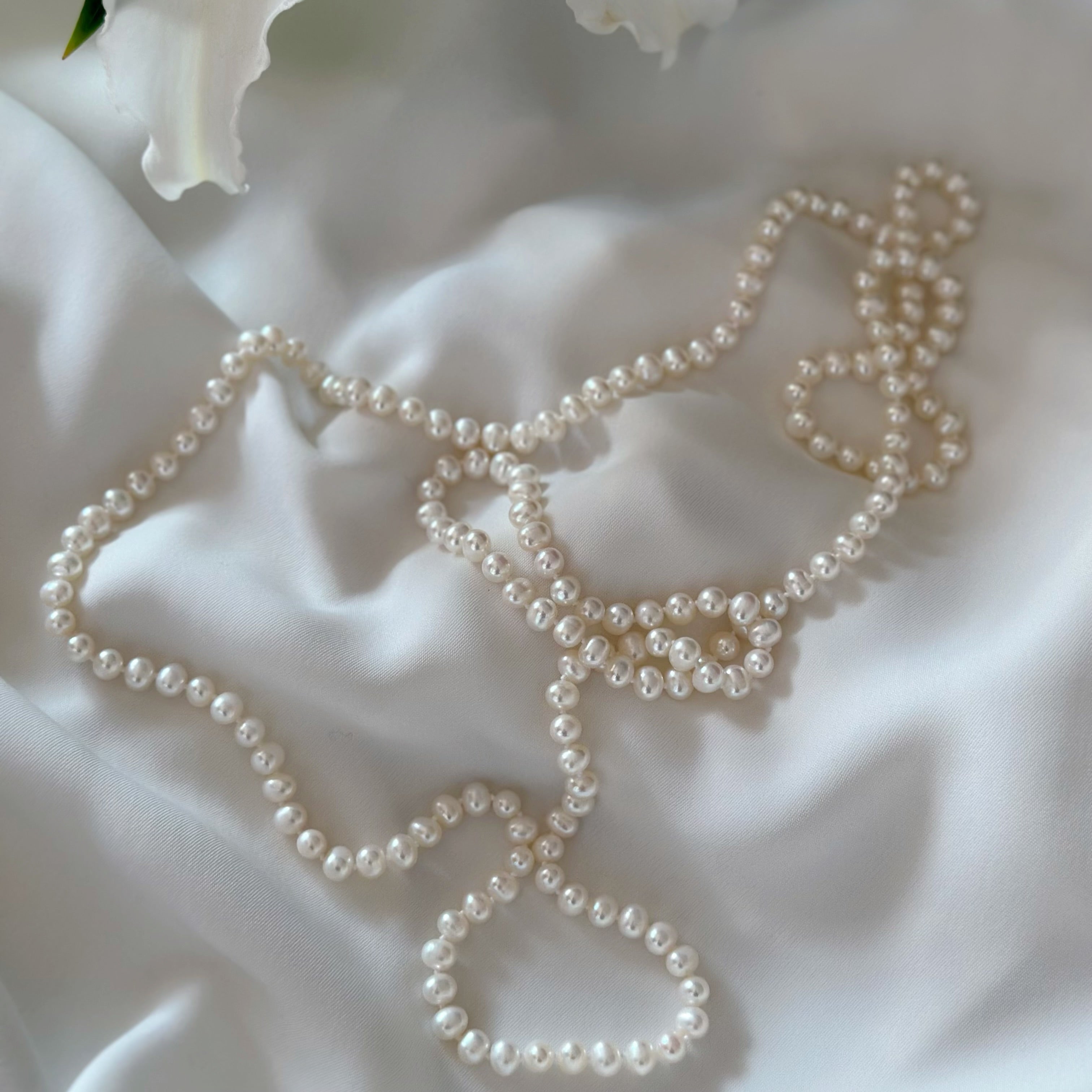 freshwater pearl long necklace all knot 120cm