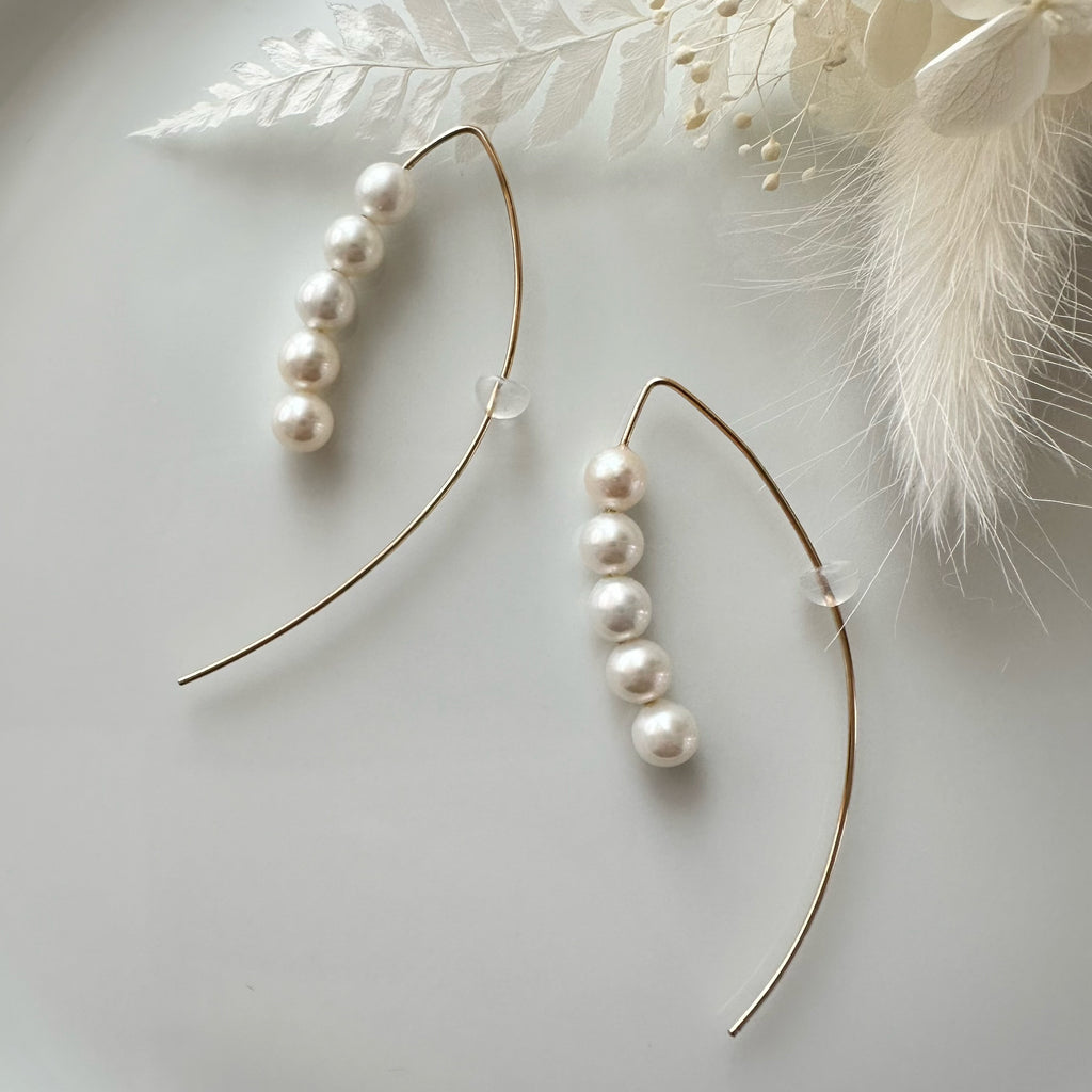 14kgf  5  pearls marquis ピアス - hikari pearl.