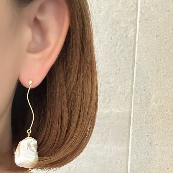 baroque  pearl  s line crystalピアス　イヤリング