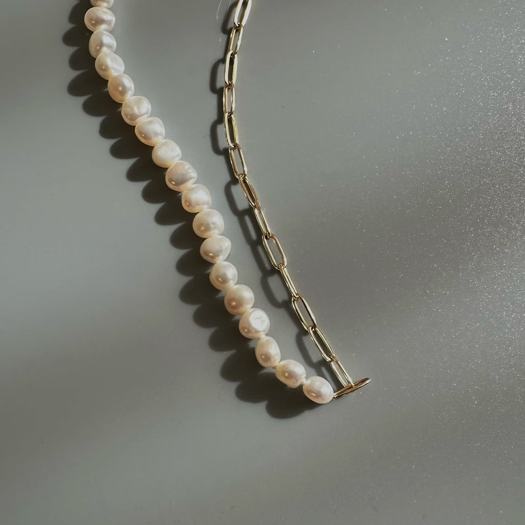 "bellbind ベルバインド"  ペーパークリップチェーン　パール　ロングネックレス　（長さオーダー可） - hikari pearl.