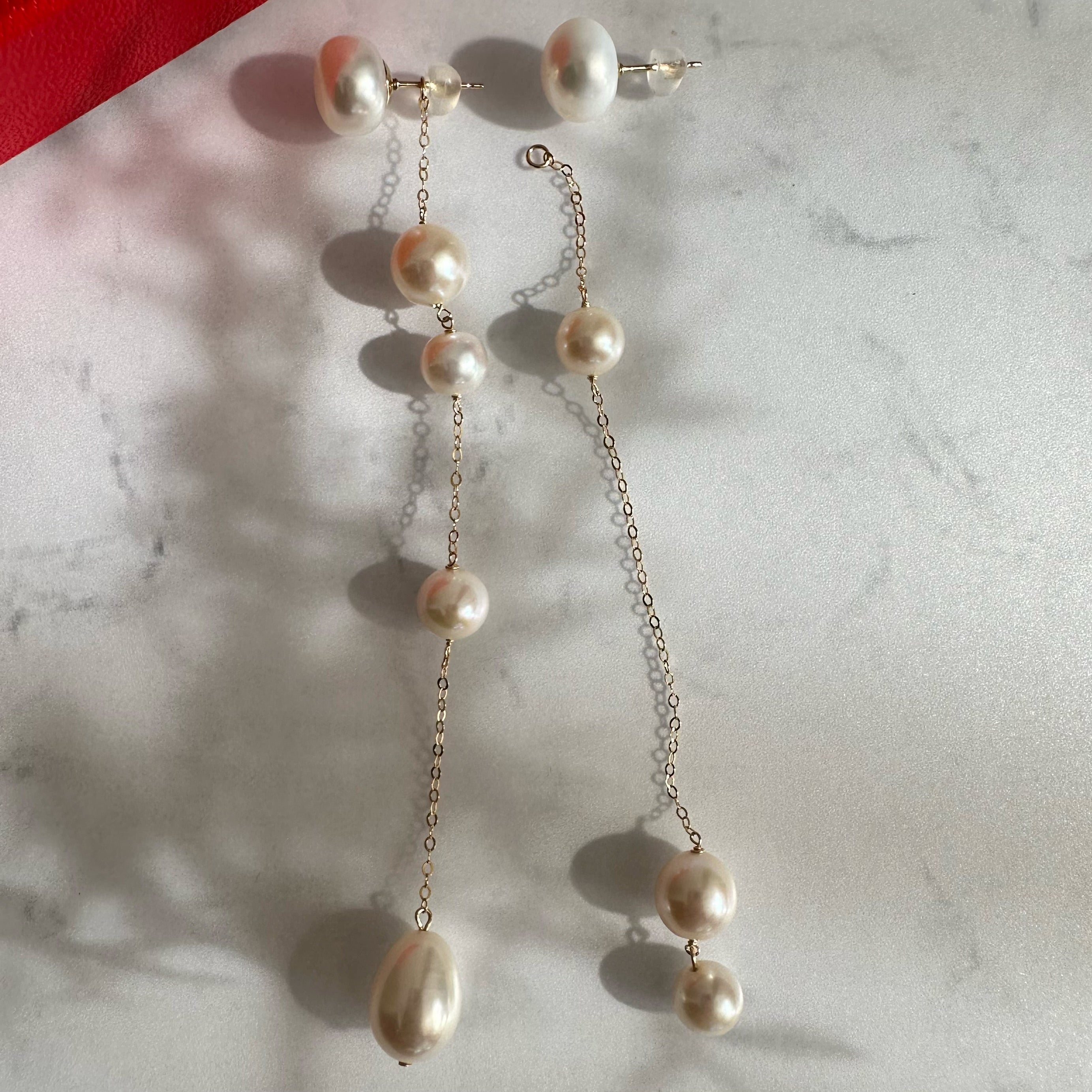 No.17 asymmetry wedding long ピアス　イヤリング - hikari pearl.