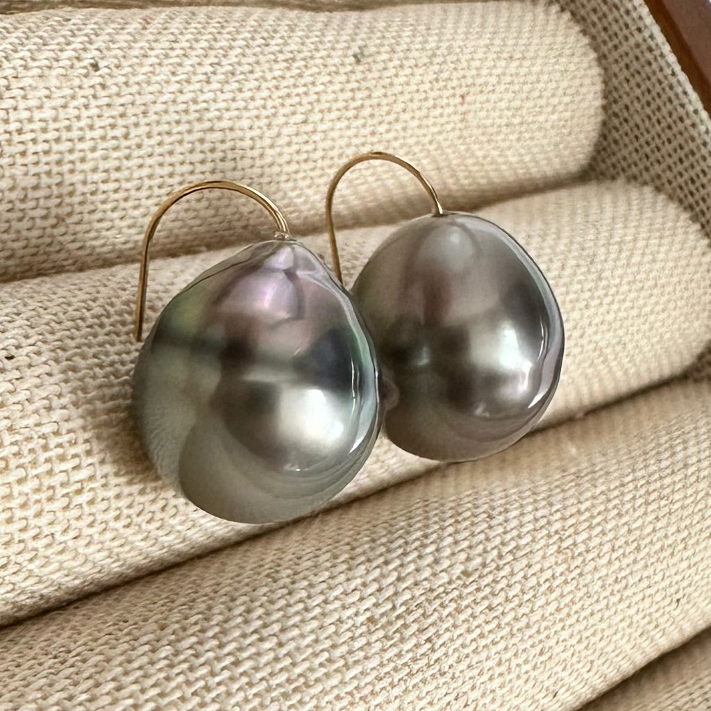 一点もの　k18 tahiti pearl  ピアス - hikari pearl.