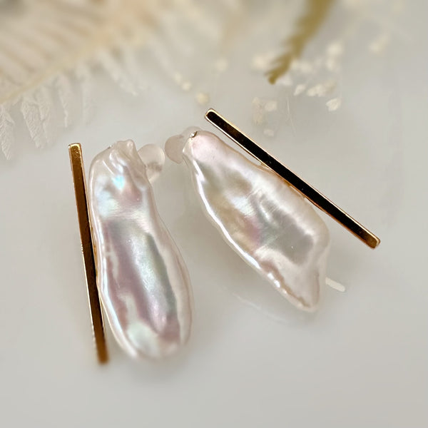 Baguette Keshi Pearl Earrings