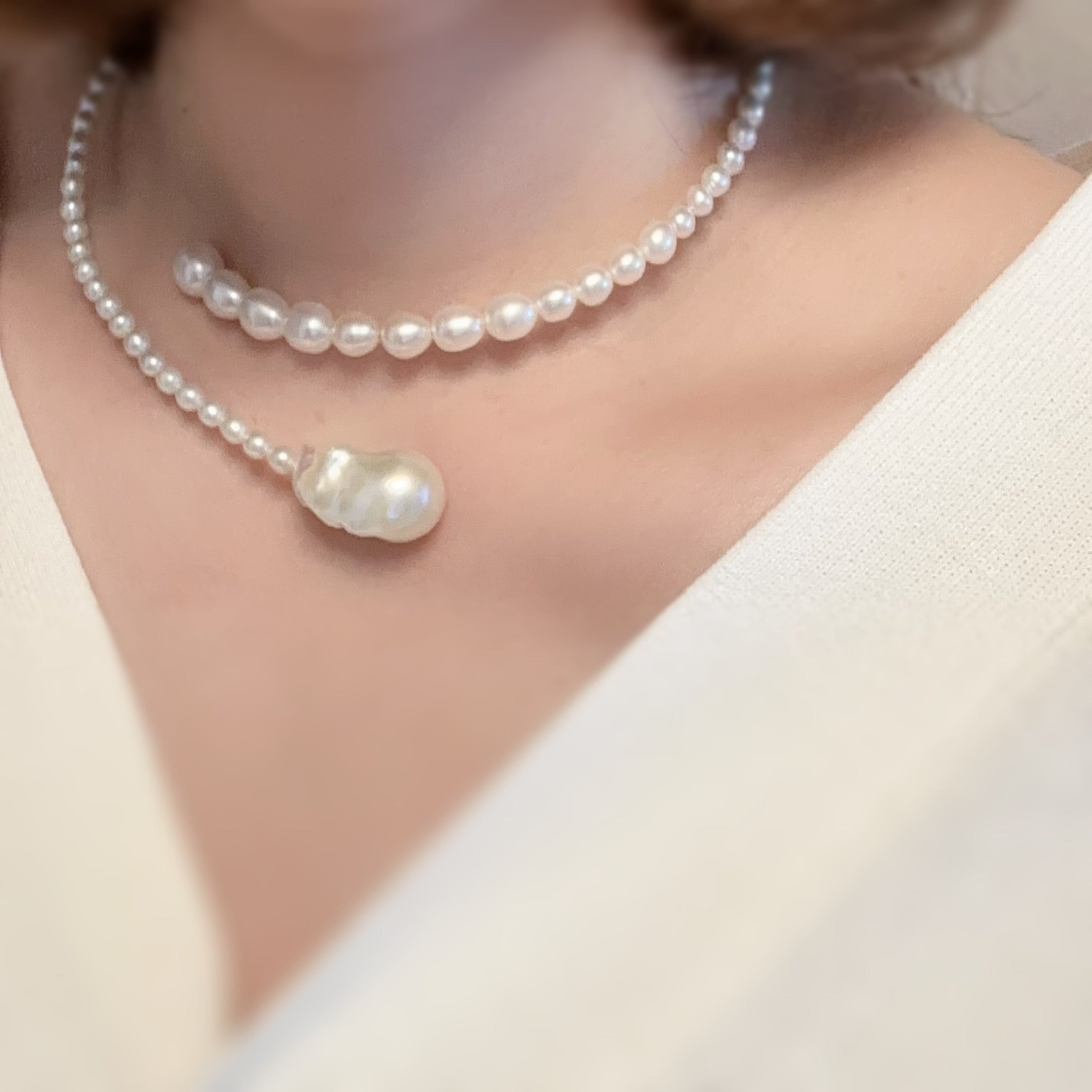 "Peony Baroque  ピオニーバロック"  グラデーションパール　チョーカー　ネックレス