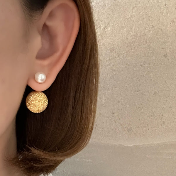 silver ball pearl catch ピアス　gold silver