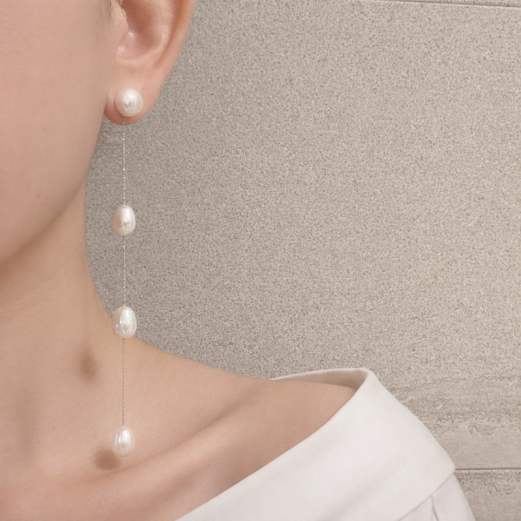 "Ligne Quatre リーニュ キャトル" バロックパール　4連 ロングピアス　イヤリング  wedding - hikari pearl.