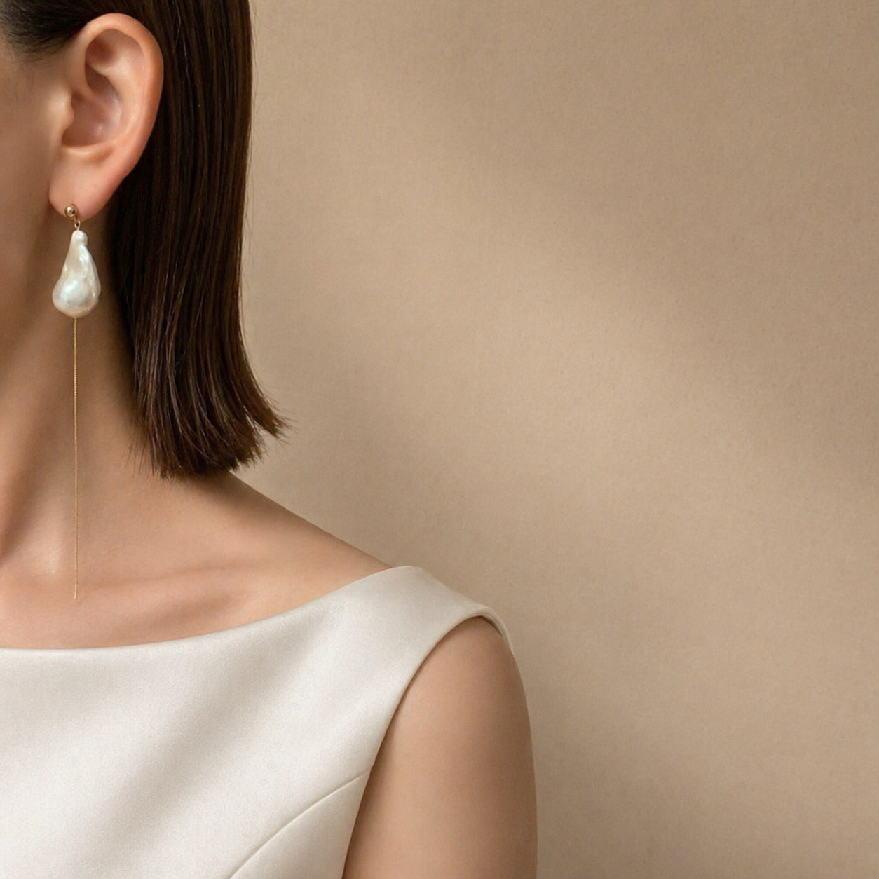 No.16 oyster baroque  pearl long wedding ピアス　イヤリング - hikari pearl.