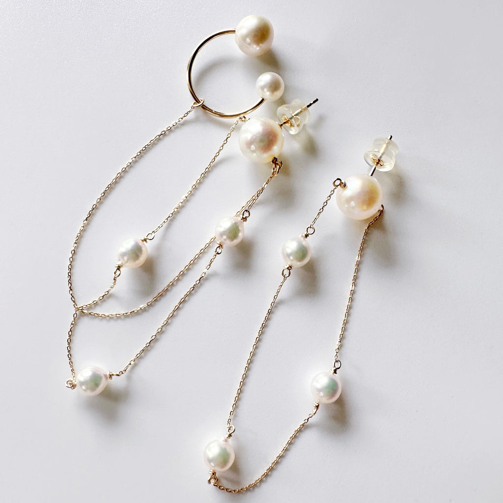 k18 Akoya & Fresh water mariage station weddingピアス　イヤーカフ - hikari pearl.