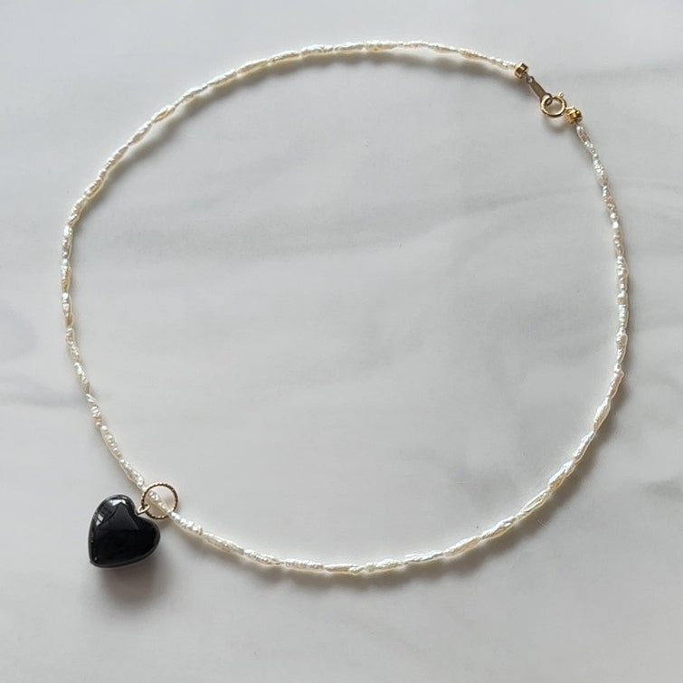 Onyx Coeur Keshi Pearl Necklace