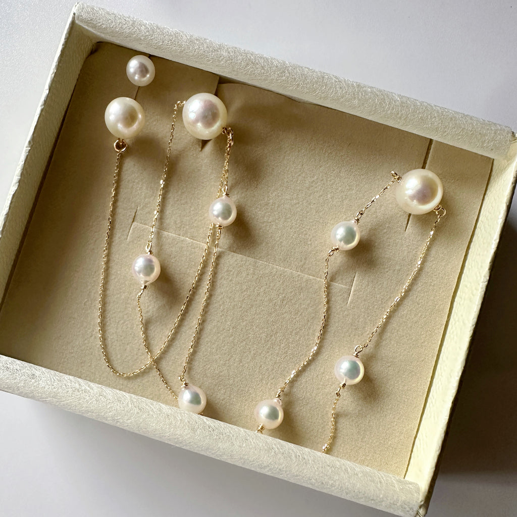 k18 Akoya & Fresh water mariage station weddingピアス　イヤーカフ - hikari pearl.