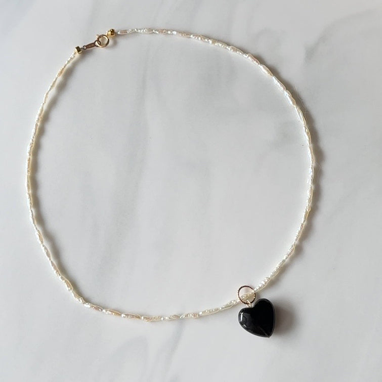Onyx Coeur Keshi Pearl Necklace