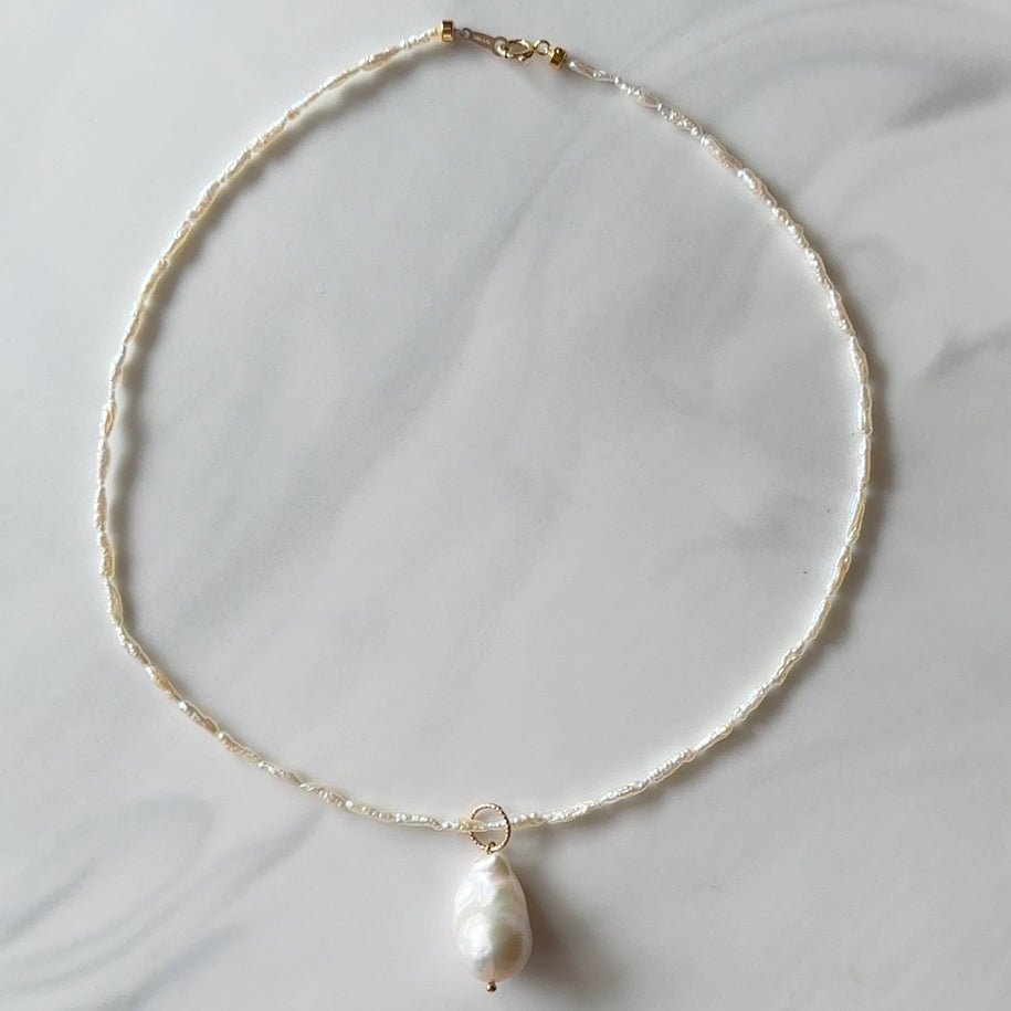 Keshi pearl oyster baroque necklace