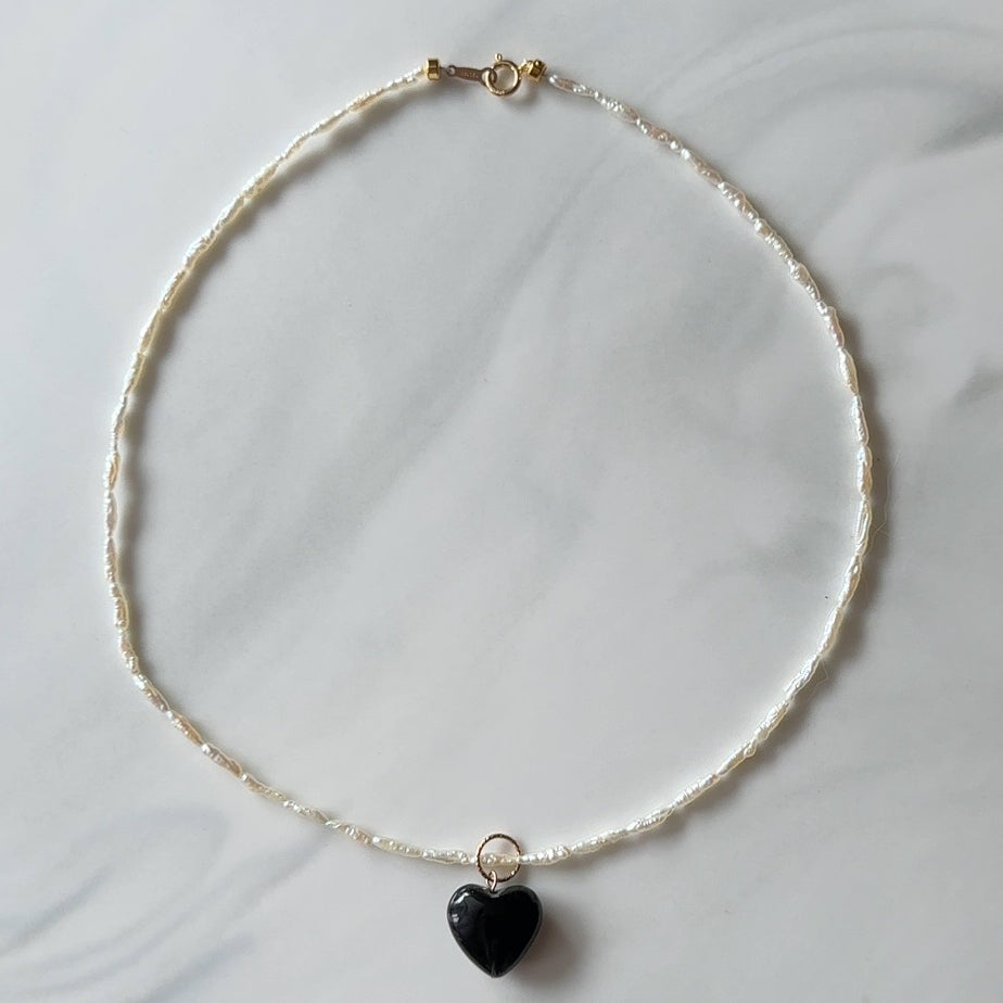 Onyx Coeur Keshi Pearl Necklace