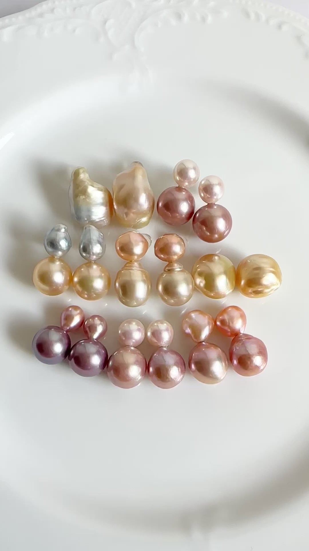 One-of-a-kind k10 Akoya South Sea pearl double pearl earrings