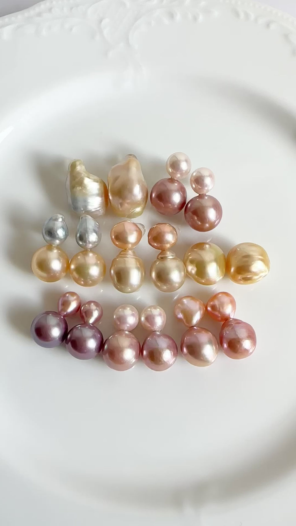 One-of-a-kind k18 Akoya pink pearl earrings