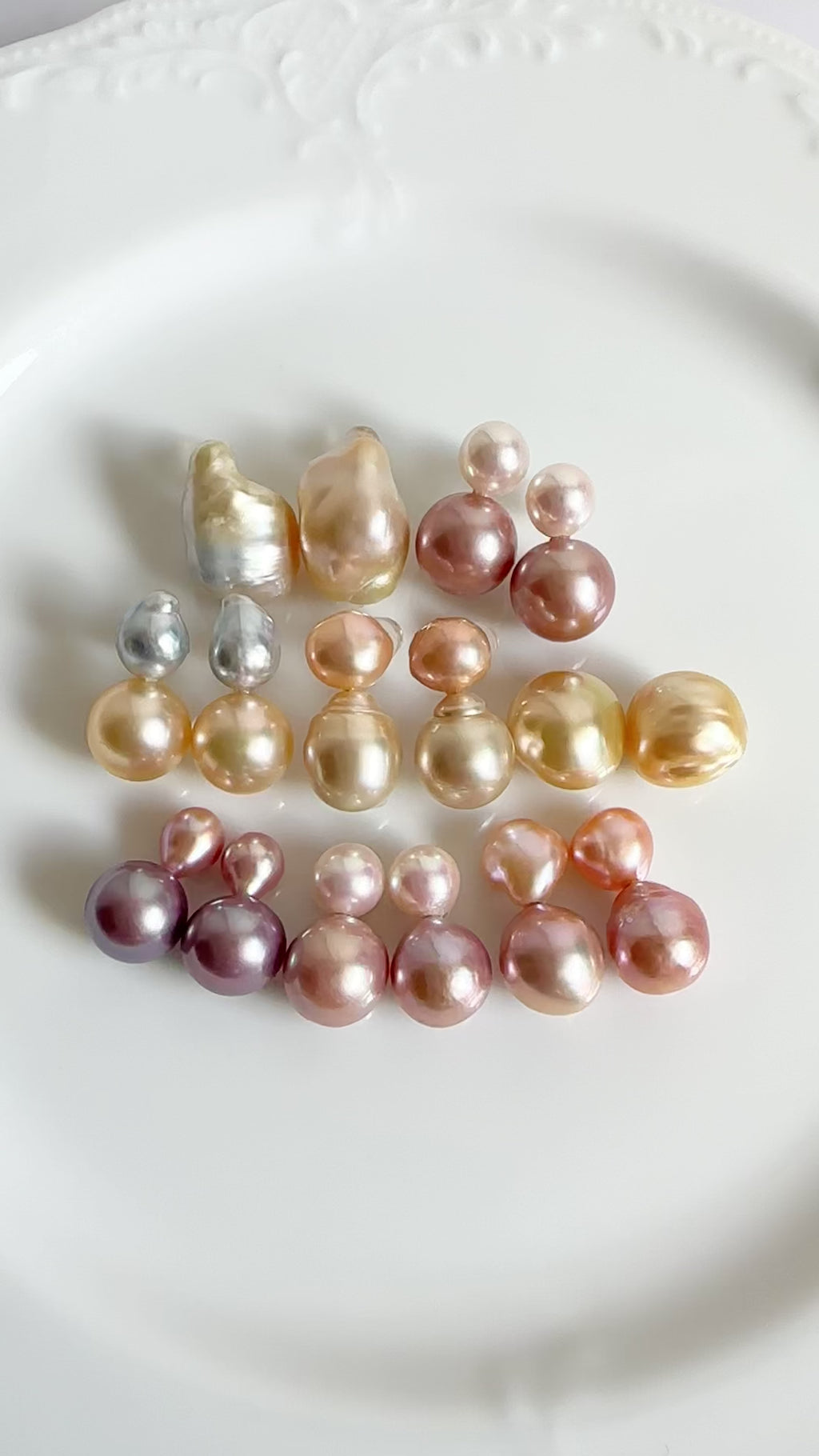 一点もの　k18 sunset color double  pearl ピアス