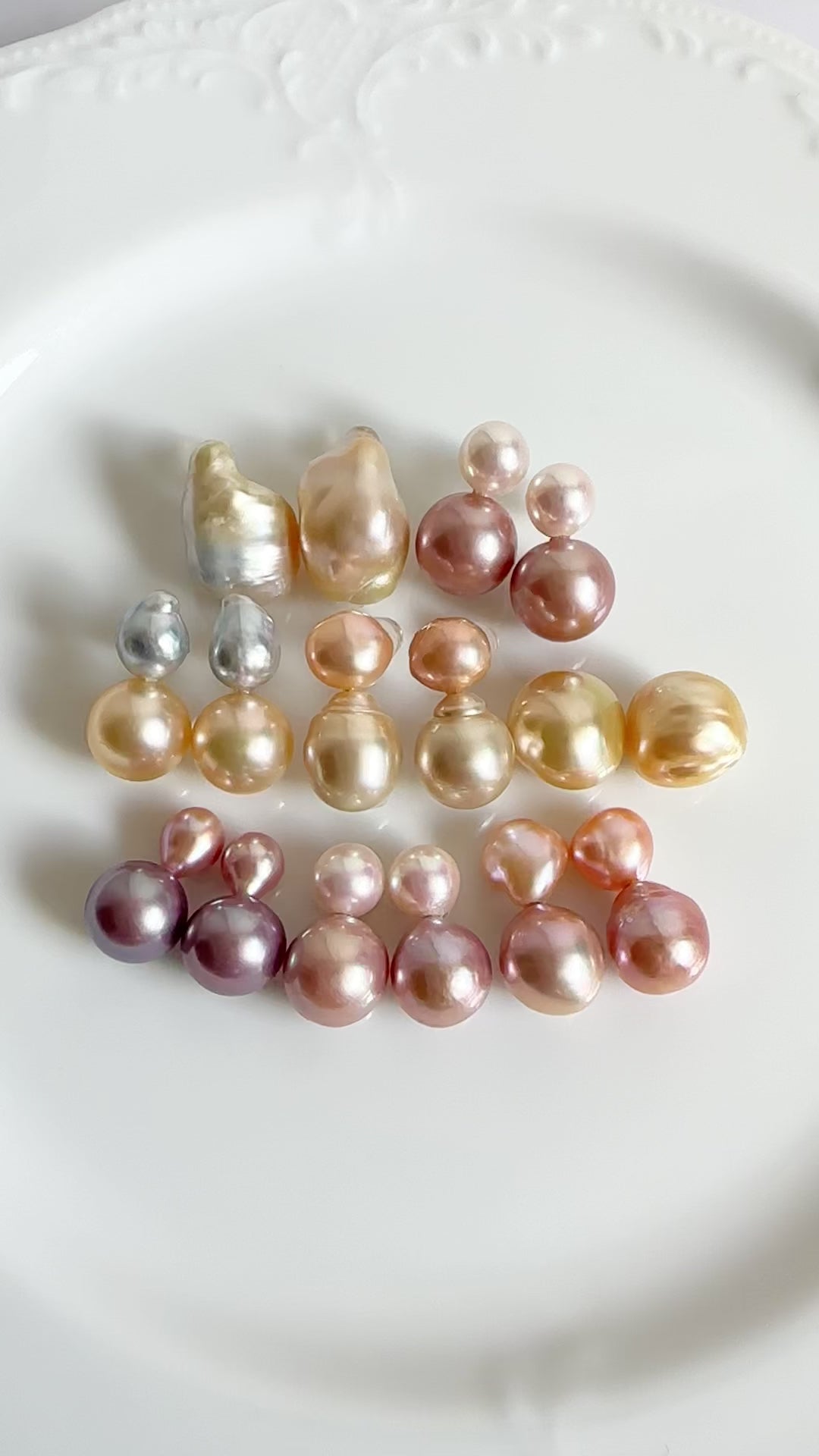 一点もの　k18 sunset color double  pearl ピアス