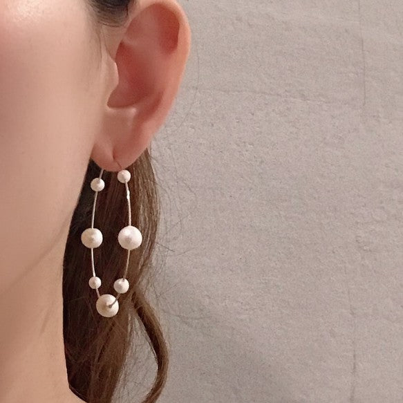 14kgf chiribame  Fresh water ピアス - hikari pearl.