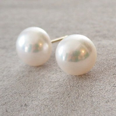 14kgf Freshwater pearl button ピアス イヤリング - hikari pearl.