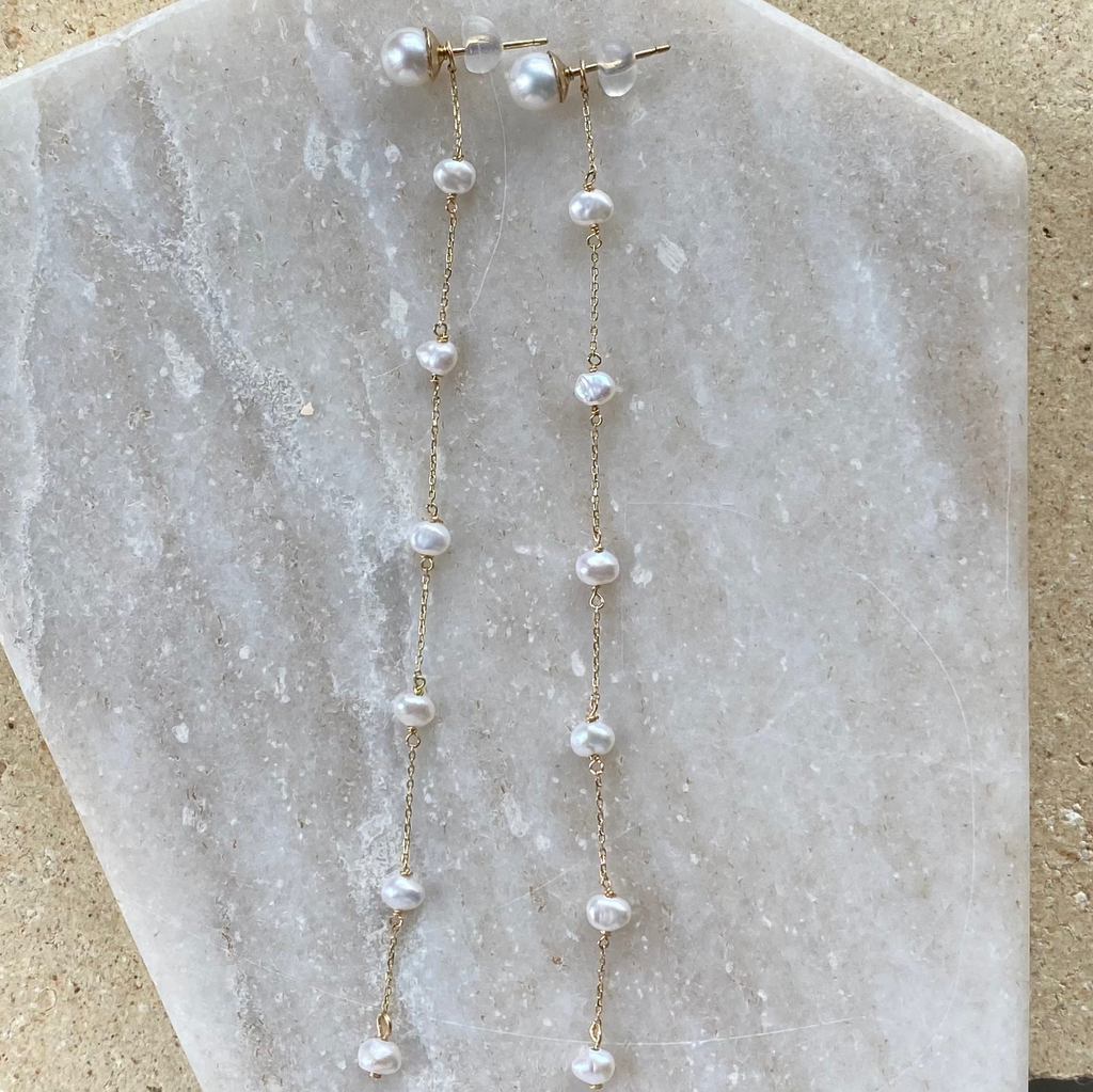 No.5 station  pearl long weddingピアス　イヤリング - hikari pearl.