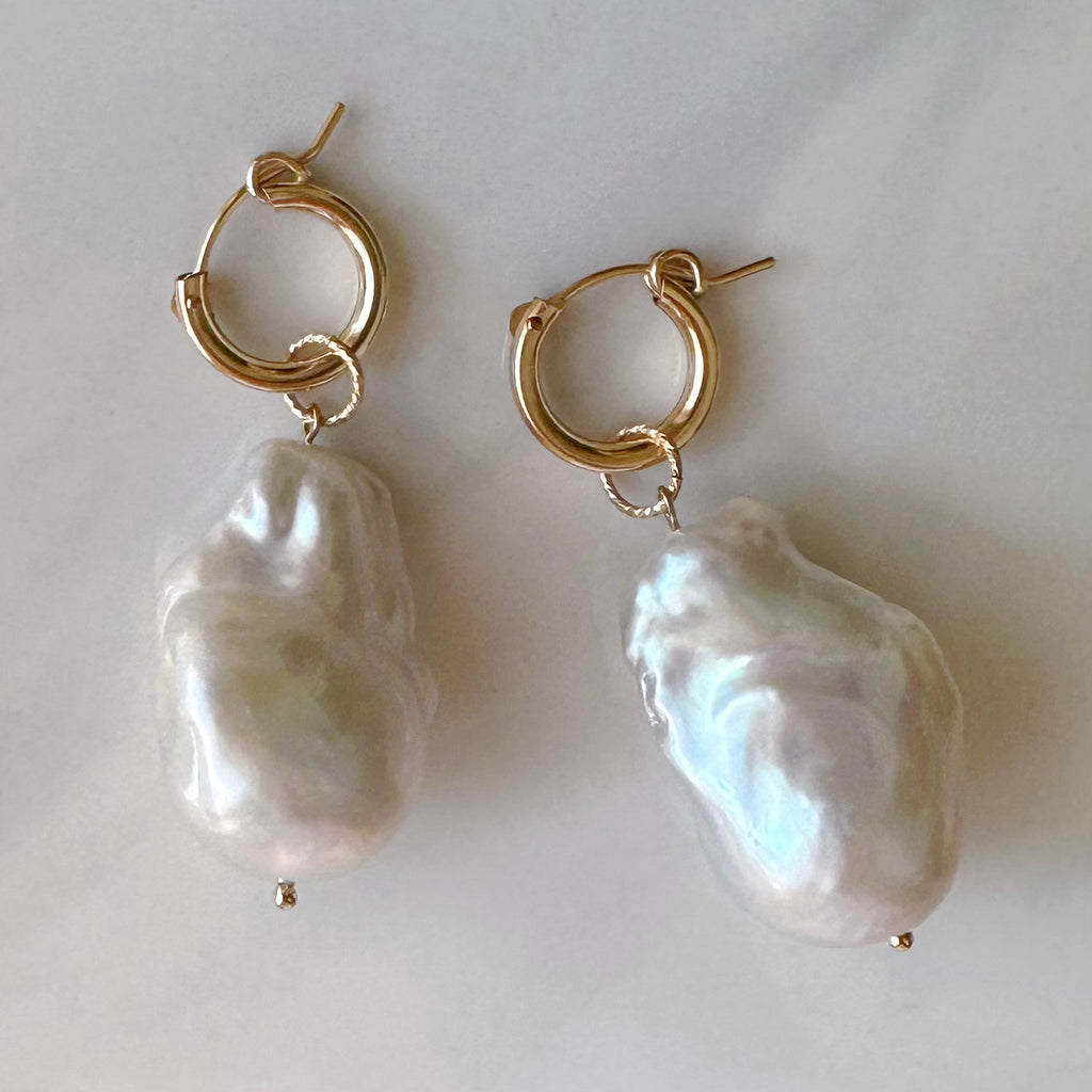 baroque oyster pearl hoop weddingピアス　イヤリング - hikari pearl.