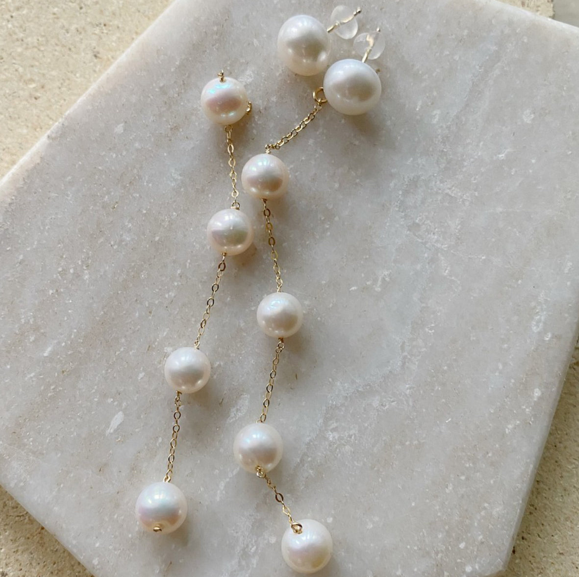 No.18 asymmetry wedding long ピアス　イヤリング - hikari pearl.