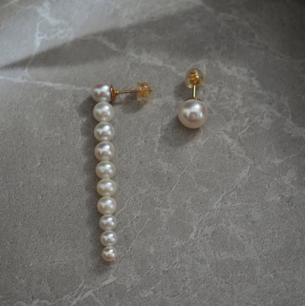 Gradation  pearl iline asymmetry ピアス　イヤリング - hikari pearl.
