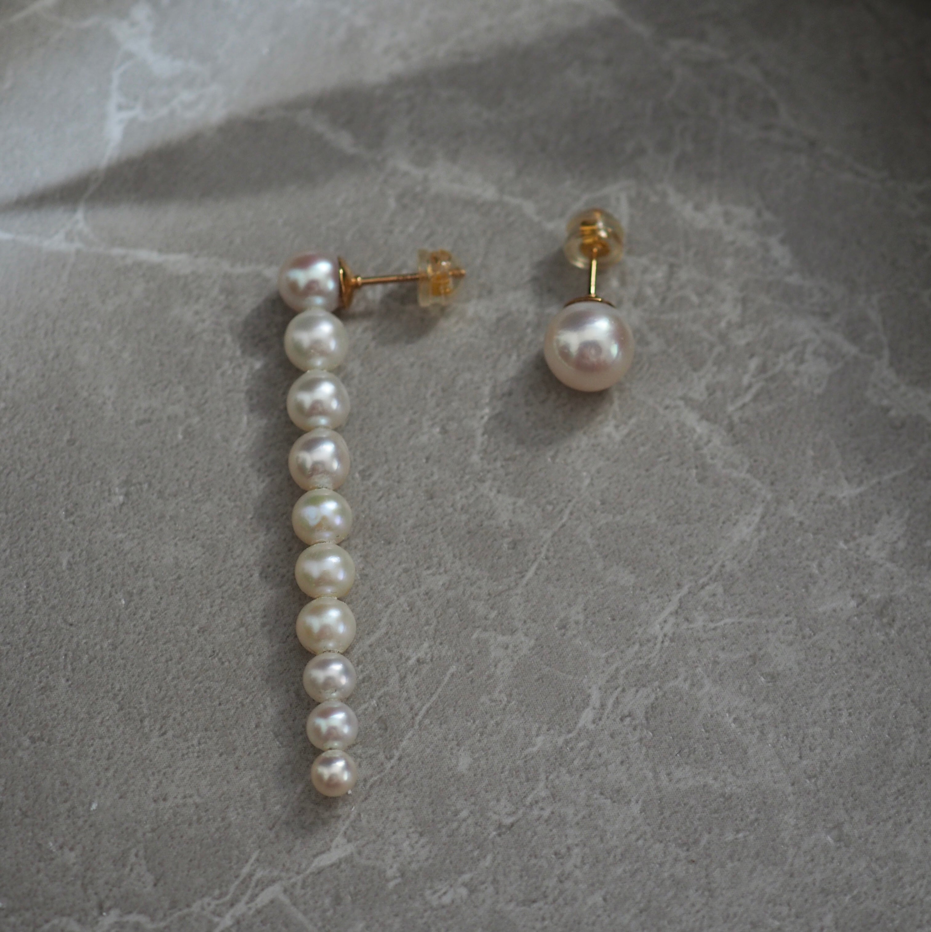 Gradation  pearl iline asymmetry ピアス　イヤリング - hikari pearl.