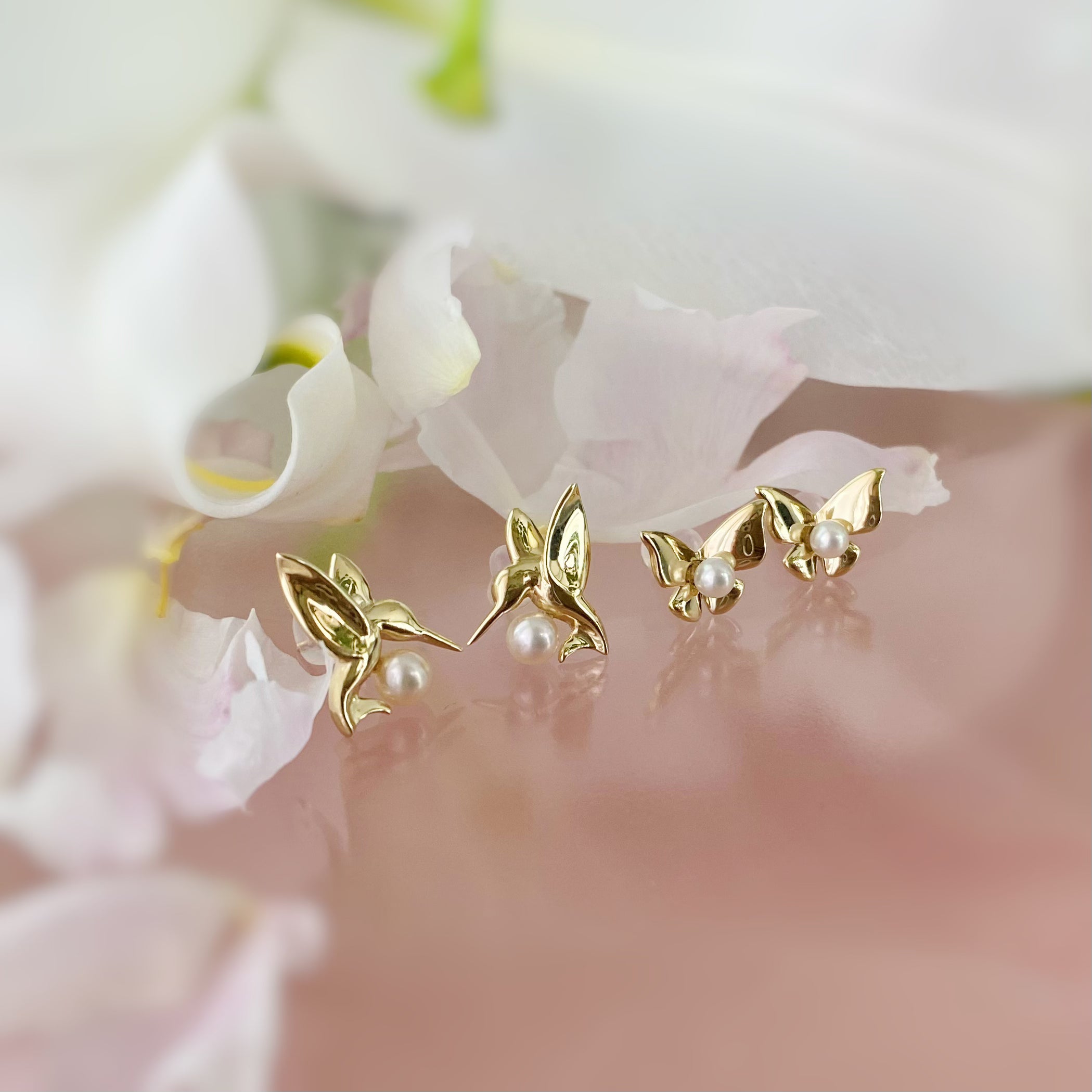 k10 Colibri motif  pearl ピアス　イヤリング - hikari pearl.