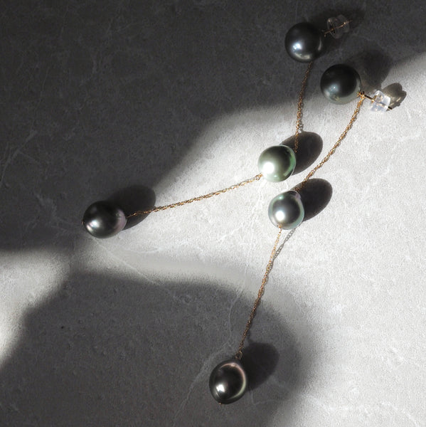 k18 3 stations Tahiti  long ピアス - hikari pearl.