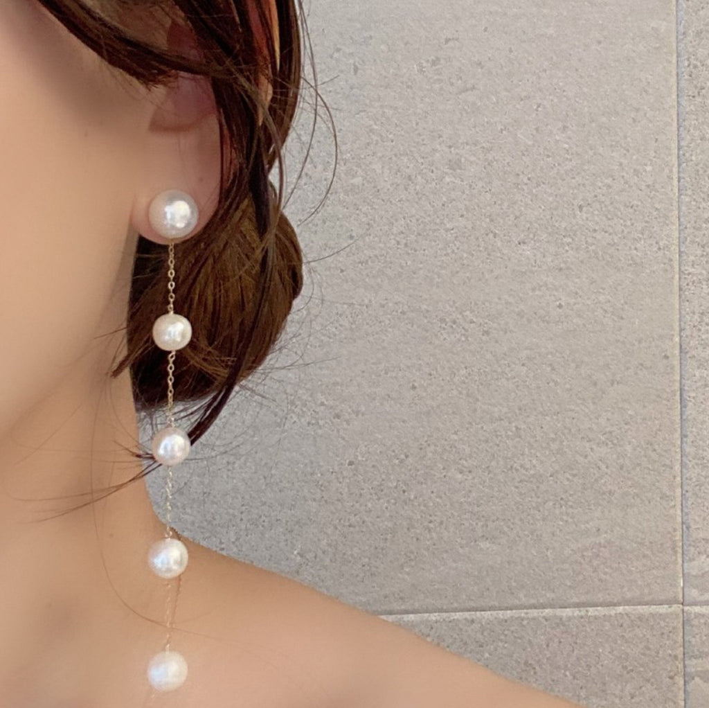 No.18 asymmetry wedding long ピアス　イヤリング - hikari pearl.