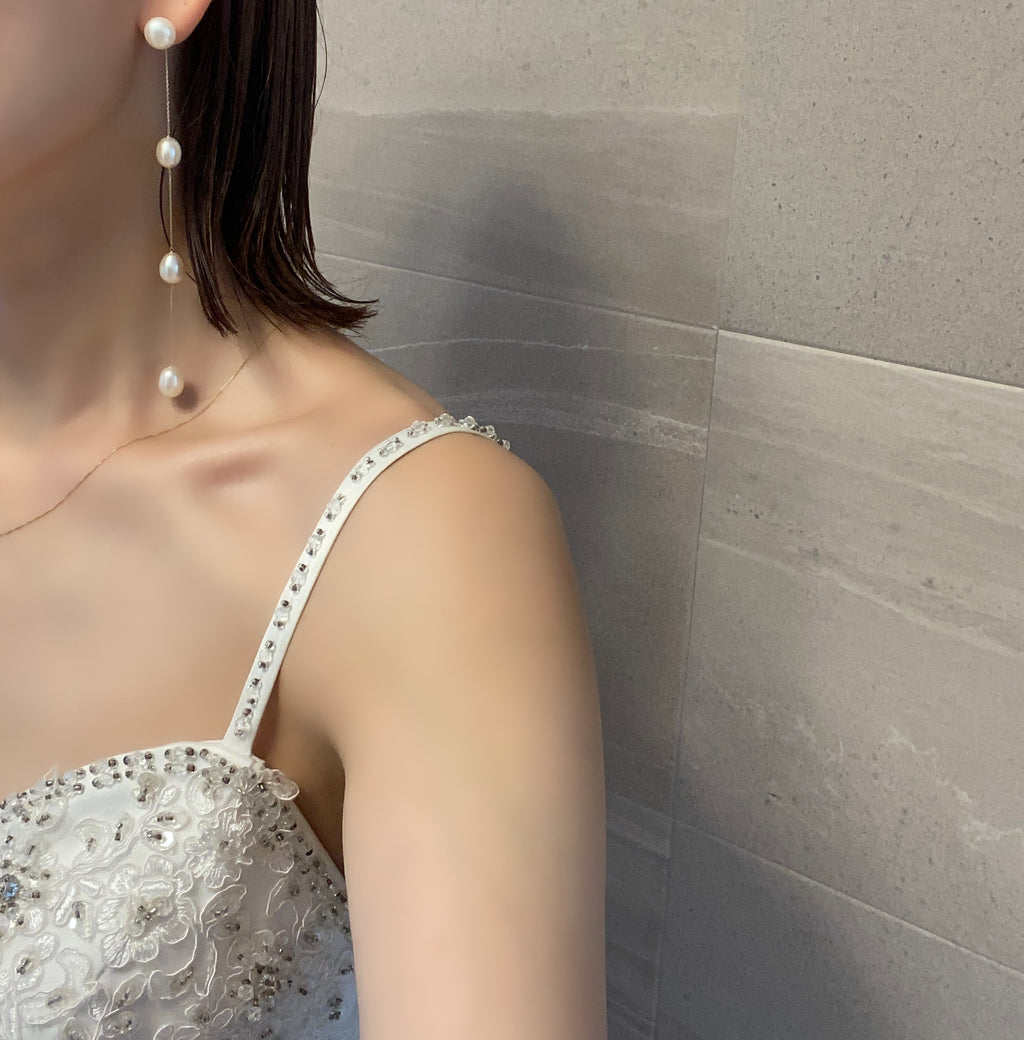 No.1  station  pearl long weddingピアス　イヤリング - hikari pearl.