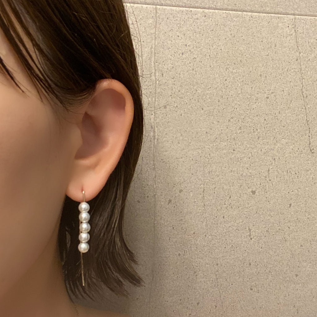 14kgf  5  pearls marquis ピアス - hikari pearl.