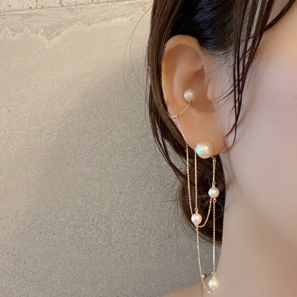 k18Akoya & Fresh water mariage ピアス　イヤーカフ - hikari pearl.